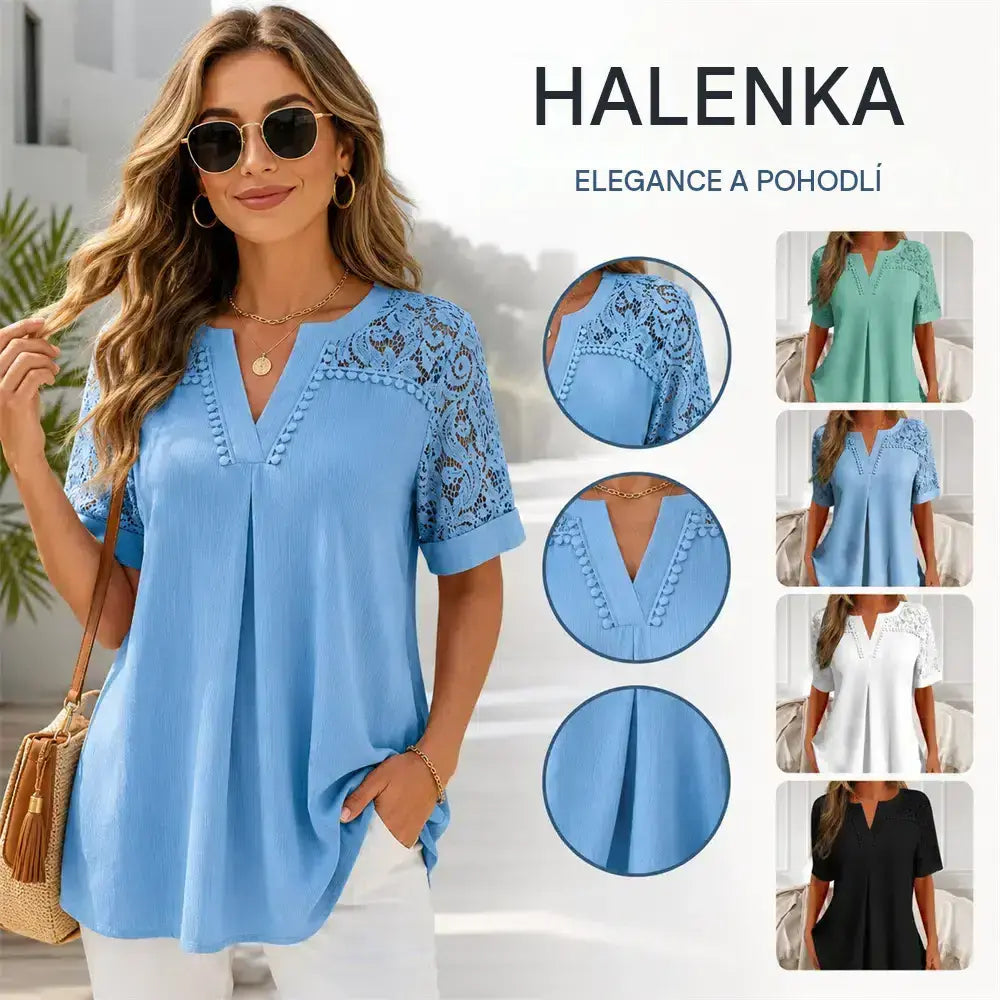 🌺✨Jeden kus 590 kc✨【S-6XL】🎉Nové dámské krajkové tričko s krátkým rukávem
