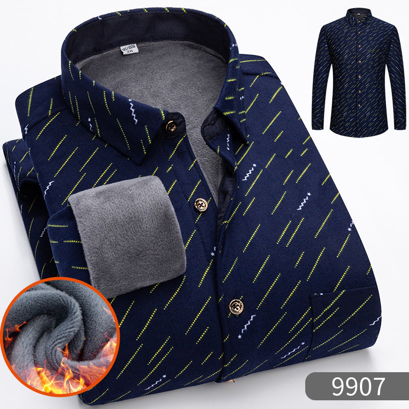 🔥【Poloviční cena】1 kus: 620 Kč 👔【L-5XL】Teplá společenská košile s dlouhým rukávem
