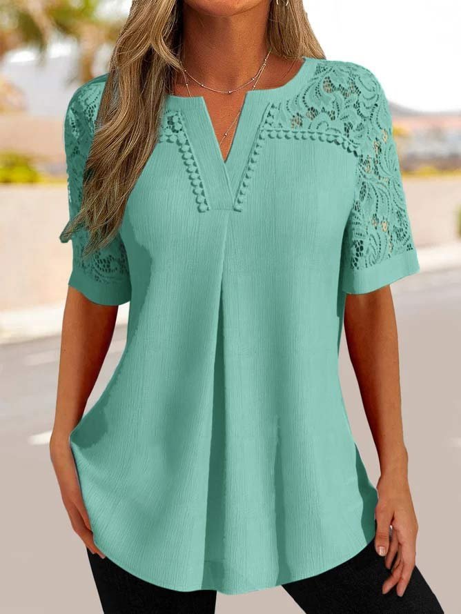 🌺✨Jeden kus 590 kc✨【S-6XL】🎉Nové dámské krajkové tričko s krátkým rukávem