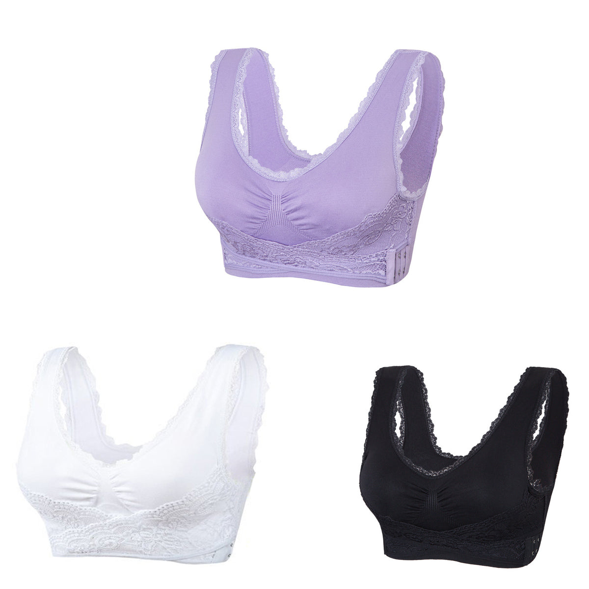 【50% OFF】【3 kusy】Pohodlná krajková přední podprsenka