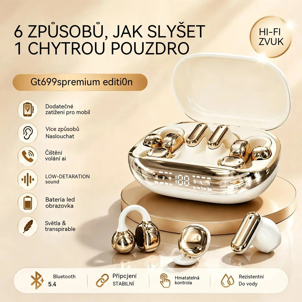 Bezdrátová sluchátka GT699S 6 v 1 s různými styly a nouzovým pouzdrem ✨
