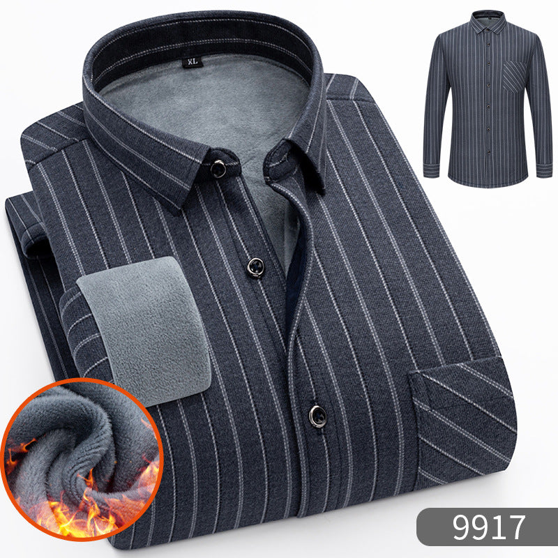 🔥【Poloviční cena】1 kus: 620 Kč 👔【L-5XL】Teplá společenská košile s dlouhým rukávem