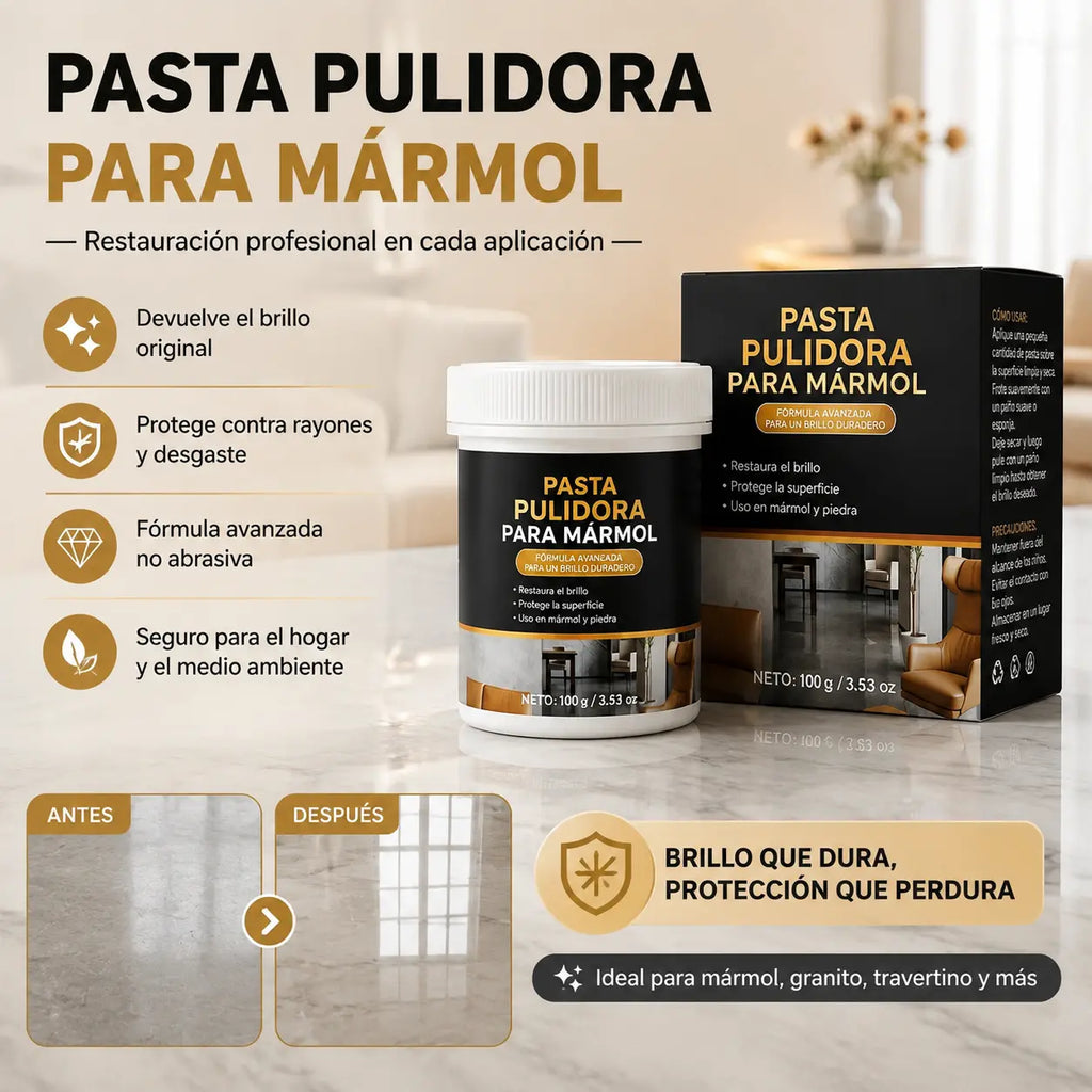 ✨ Leštící pasta na mramor: Odstraňuje škrábance, obnovuje lesk a chrání povrch.