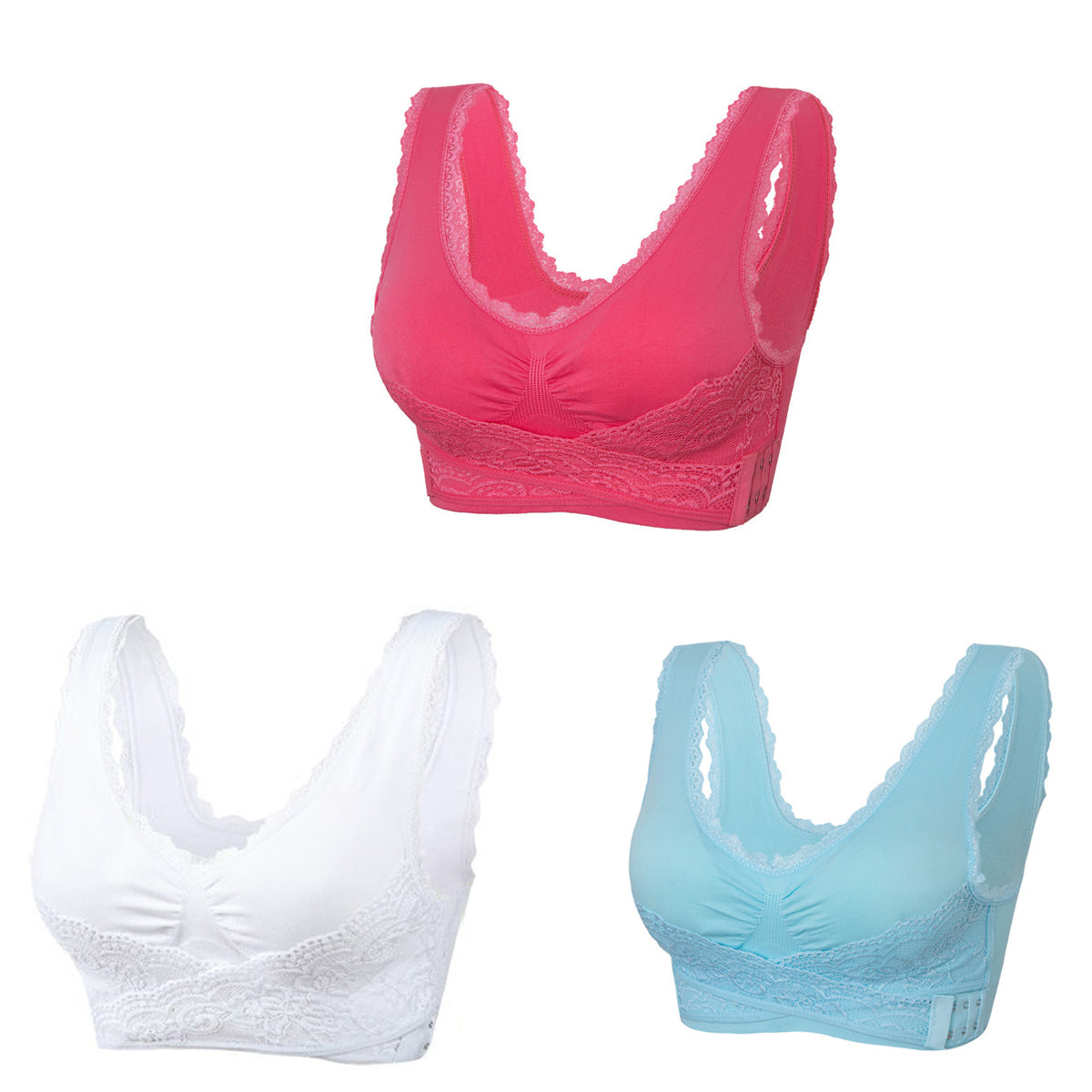 【50% OFF】【3 kusy】Pohodlná krajková přední podprsenka