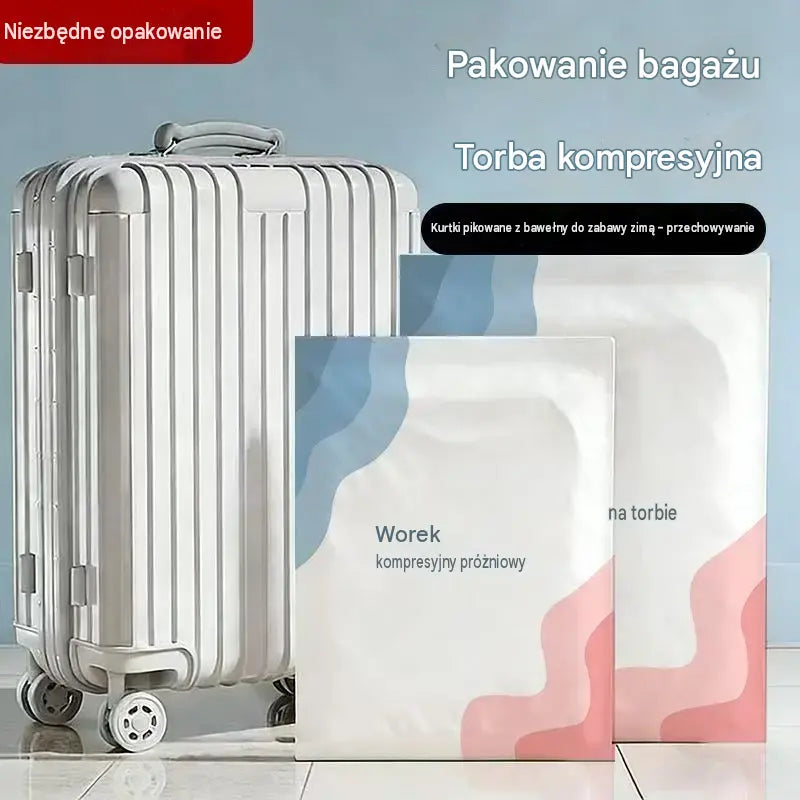 Velké, stlačitelné vakuové sáčky: Není potřeba pumpa, nepropustné, ideální pro úsporu místa v kufru i doma