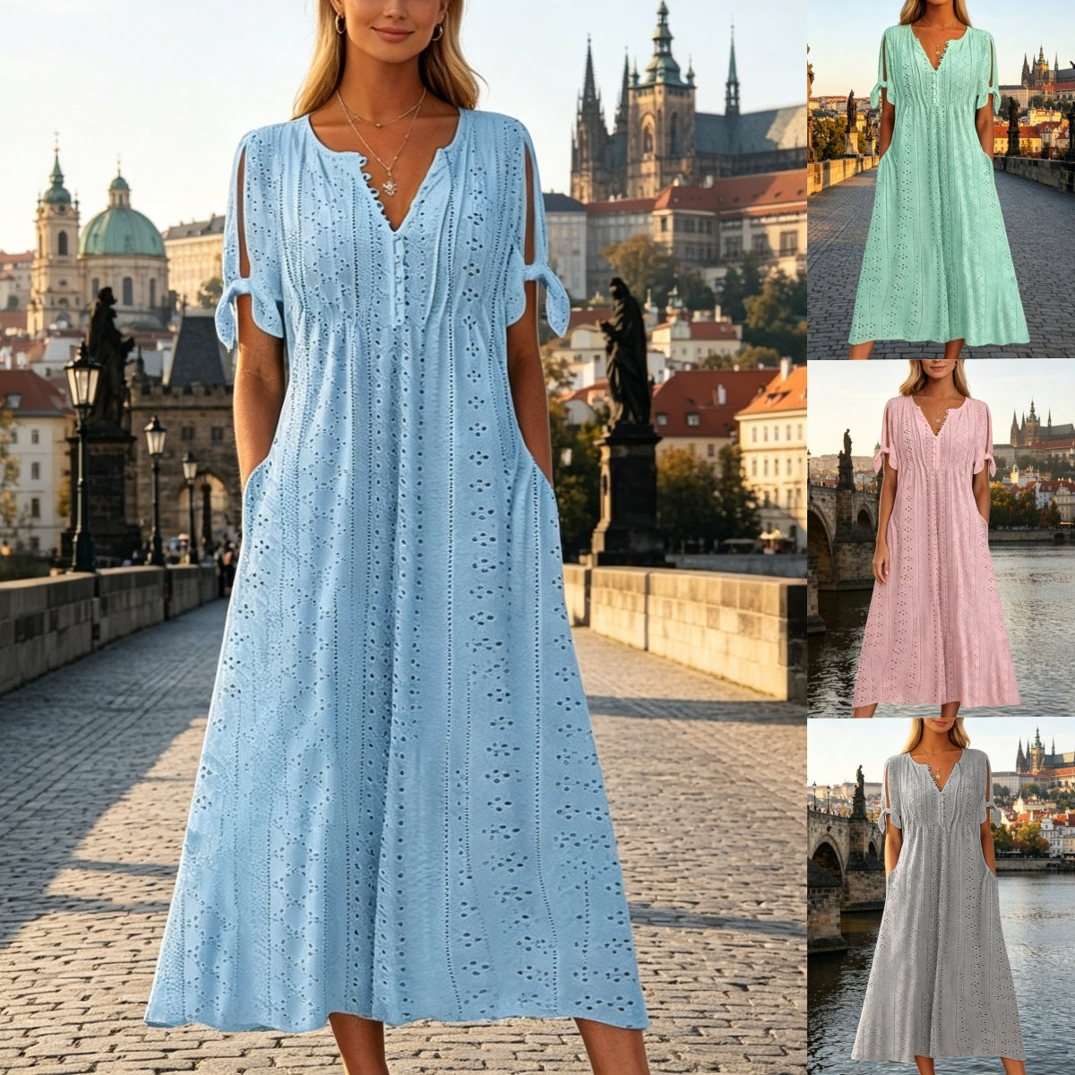 Stylové, jednoduché, přiléhavé, prodyšné šaty