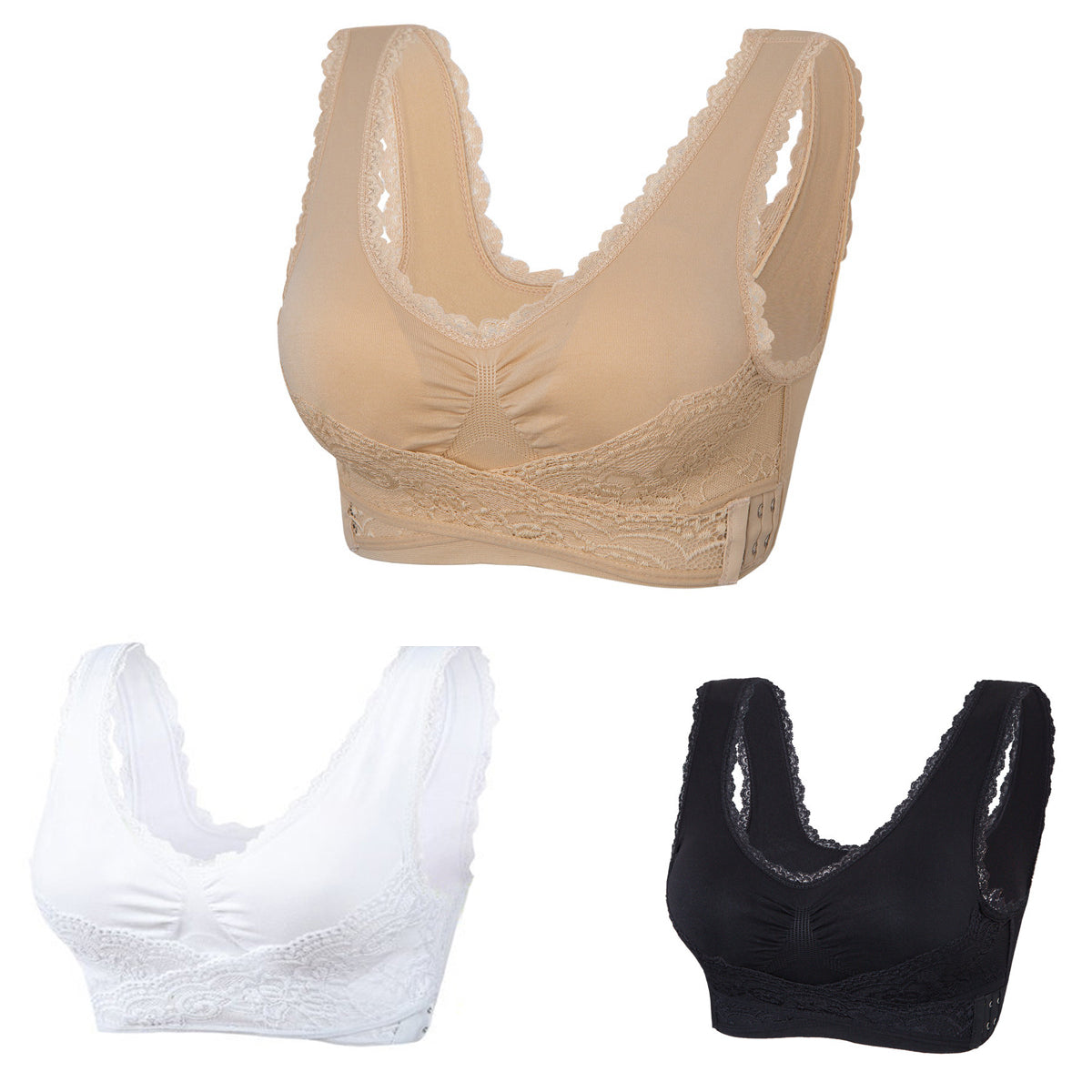 【50% OFF】【3 kusy】Pohodlná krajková přední podprsenka