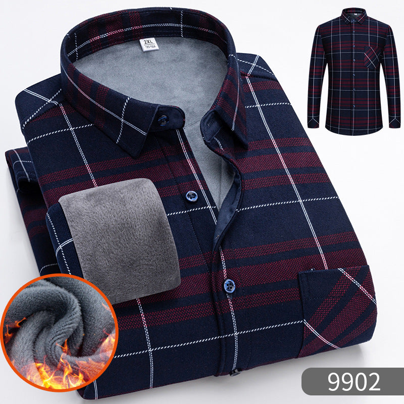 🔥【Poloviční cena】1 kus: 620 Kč 👔【L-5XL】Teplá společenská košile s dlouhým rukávem