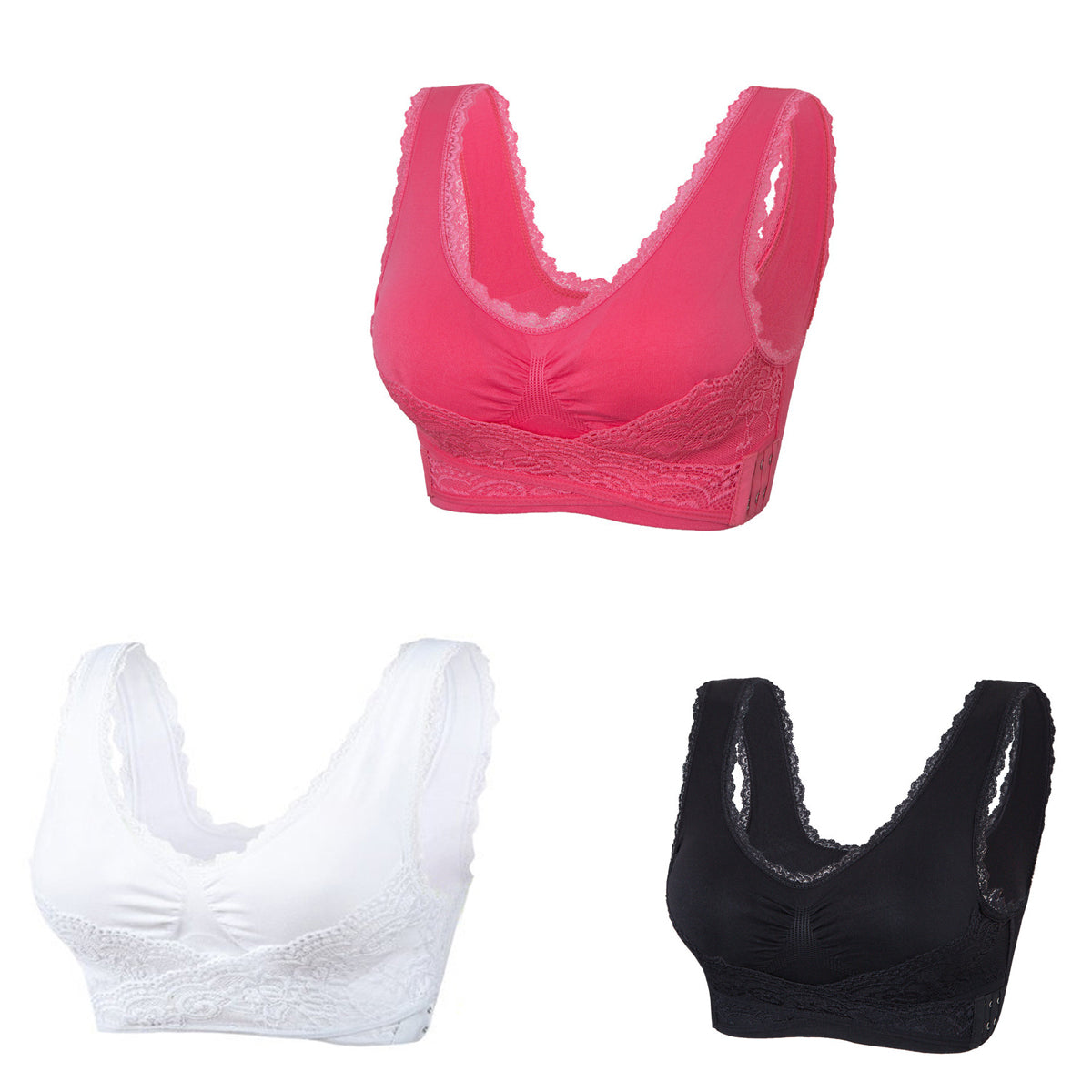 【50% OFF】【3 kusy】Pohodlná krajková přední podprsenka