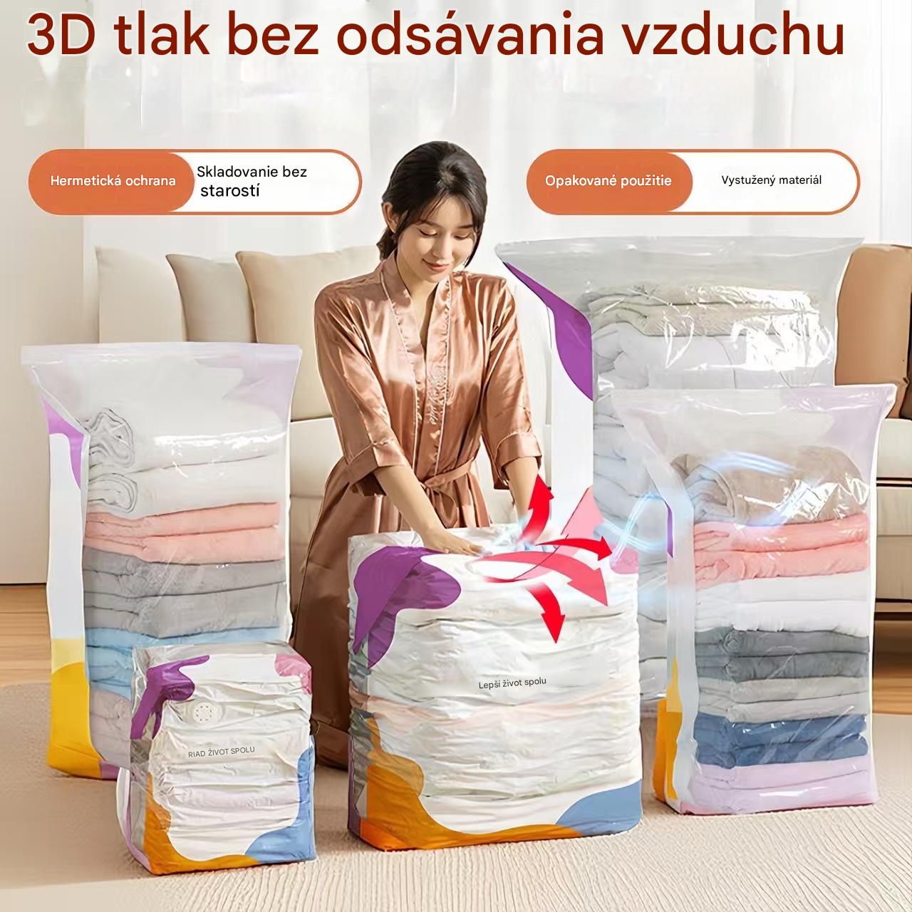 【5-dílná sada】 Velká, stlačitelná vakuová úložná kapsa: nevyžaduje pumpičku, je nepropustná a ideální pro úsporu místa v kufru a doma