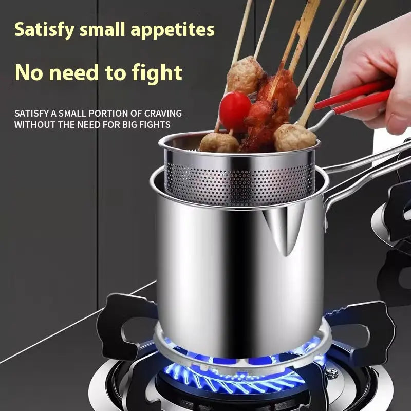 🍗Mini nerezová fritéza s sítkem, úspora oleje pro domácí použití
