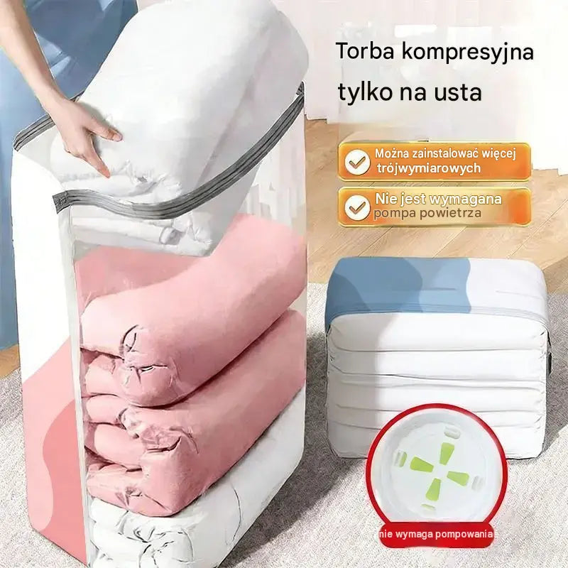 Velké, stlačitelné vakuové sáčky: Není potřeba pumpa, nepropustné, ideální pro úsporu místa v kufru i doma