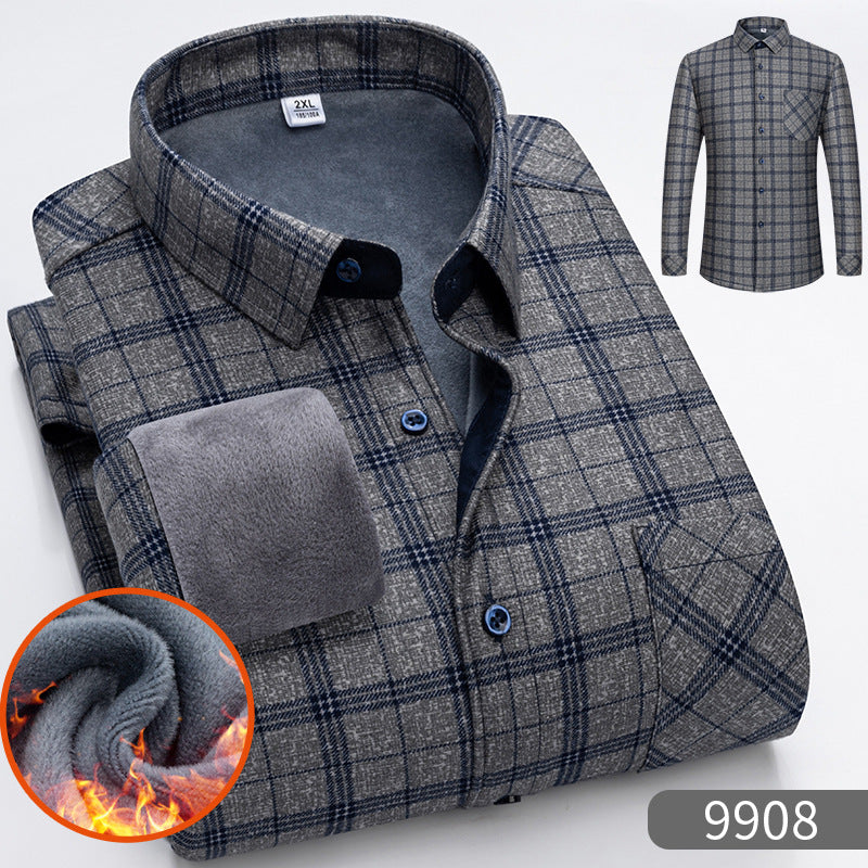 🔥【Poloviční cena】1 kus: 620 Kč 👔【L-5XL】Teplá společenská košile s dlouhým rukávem