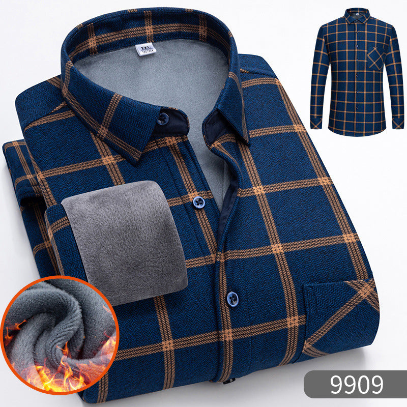 🔥【Poloviční cena】1 kus: 620 Kč 👔【L-5XL】Teplá společenská košile s dlouhým rukávem