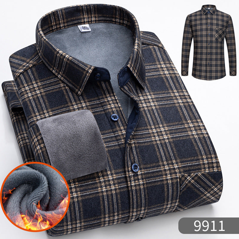 🔥【Poloviční cena】1 kus: 620 Kč 👔【L-5XL】Teplá společenská košile s dlouhým rukávem