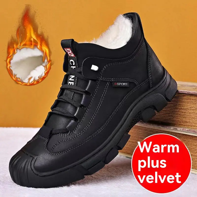 [🔥 Žhavý výprodej] Pánské teplé boty z tlustého fleecu, podzim/zima 2025, volnočasové kožené boty
