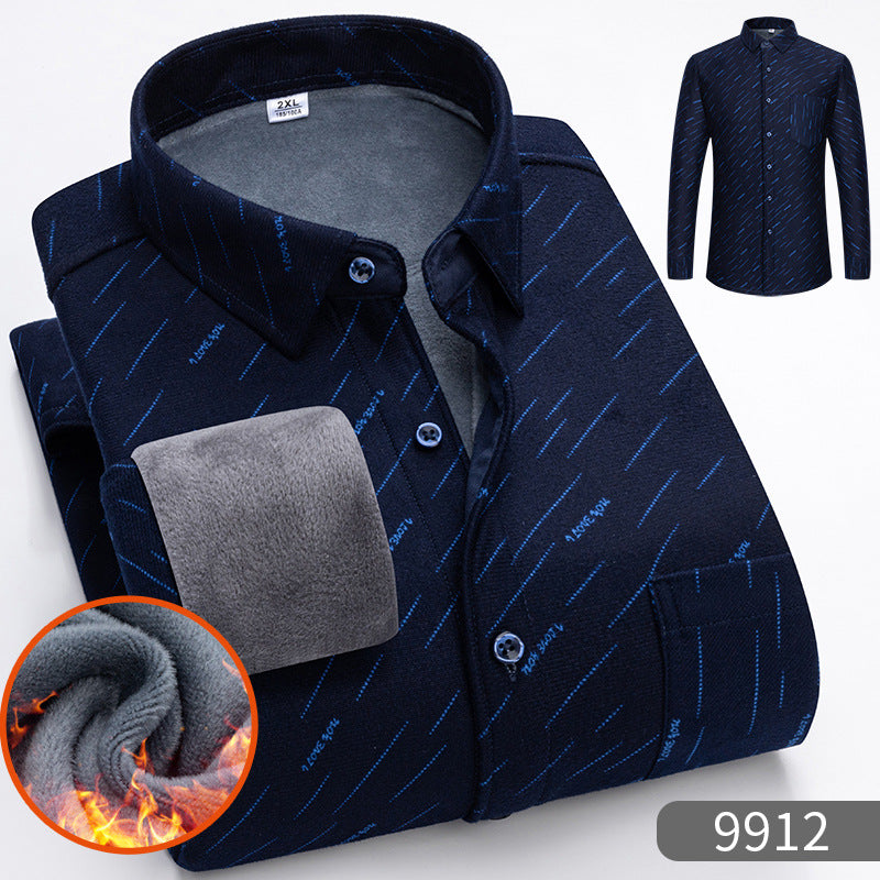 🔥【Poloviční cena】1 kus: 620 Kč 👔【L-5XL】Teplá společenská košile s dlouhým rukávem
