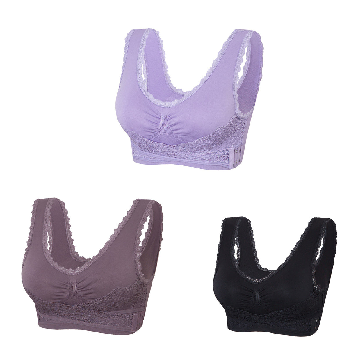 【50% OFF】【3 kusy】Pohodlná krajková přední podprsenka