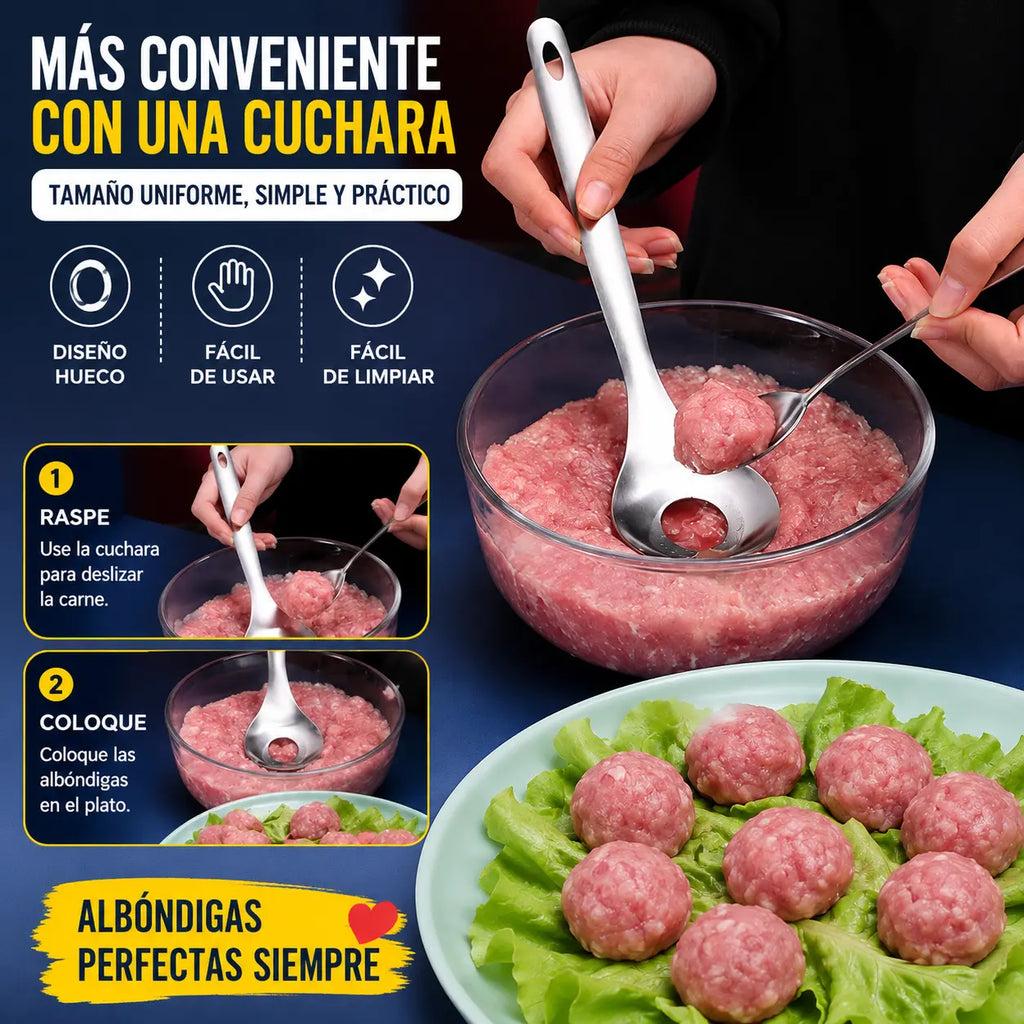 🍖 【3dílná sada】Forma na masové kuličky z nerezové oceli 304 – ideální pro přípravu masových i rybích kuliček, skvělá pro domácí vaření 🥄