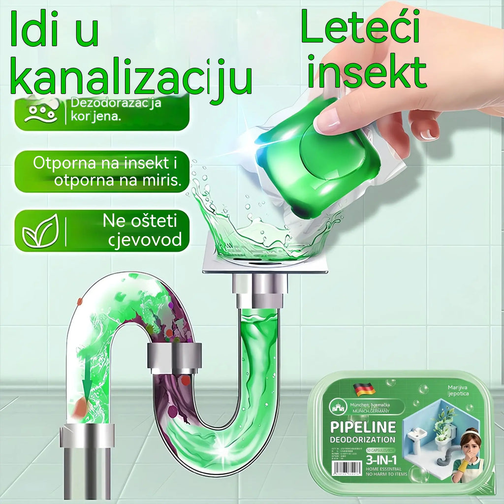 Balení 3 krabiček (celkem 150 kapslí): Bio-enzymatické kapsle k odstranění zápachu z odpadů.