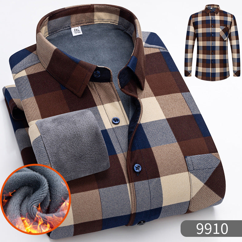 🔥【Poloviční cena】1 kus: 620 Kč 👔【L-5XL】Teplá společenská košile s dlouhým rukávem
